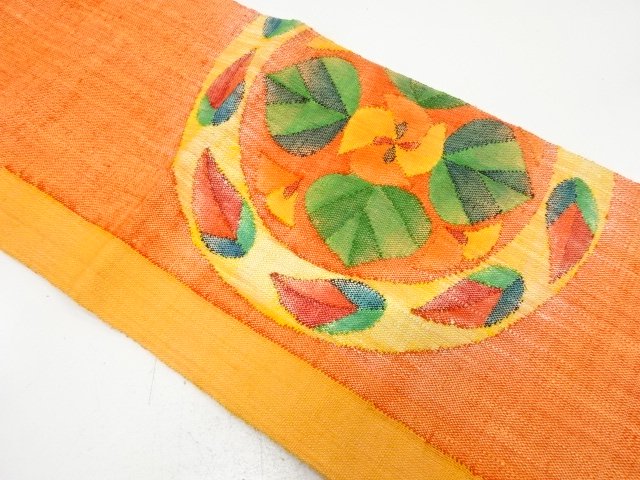 JAPANESE NAGOYA OBI / MAWATA TSUMUGI / WOVEN FLOWER ROUNDEL